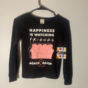 WB FRIENDS - Girls Long Sleeve - Black with Print - Size US Youth 8